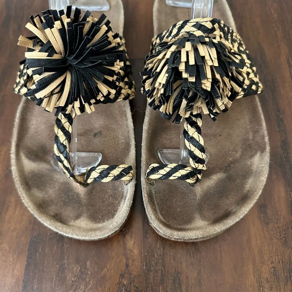 ULLA JOHNSON Netta Toe-Ring Weaved Sandal Pom-Pom Multi - Picture 3 of 11